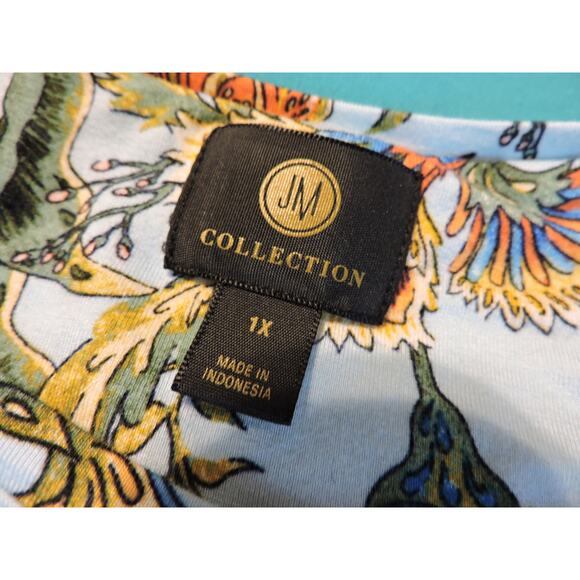NWOT JM Collection Blue Floral Tunic Top Size 1X - Picture 5 of 5